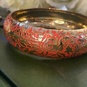 Enamel Orange and Gold Metal Bracelet NWOT Jewelry Bangle Bracelet Summer Style